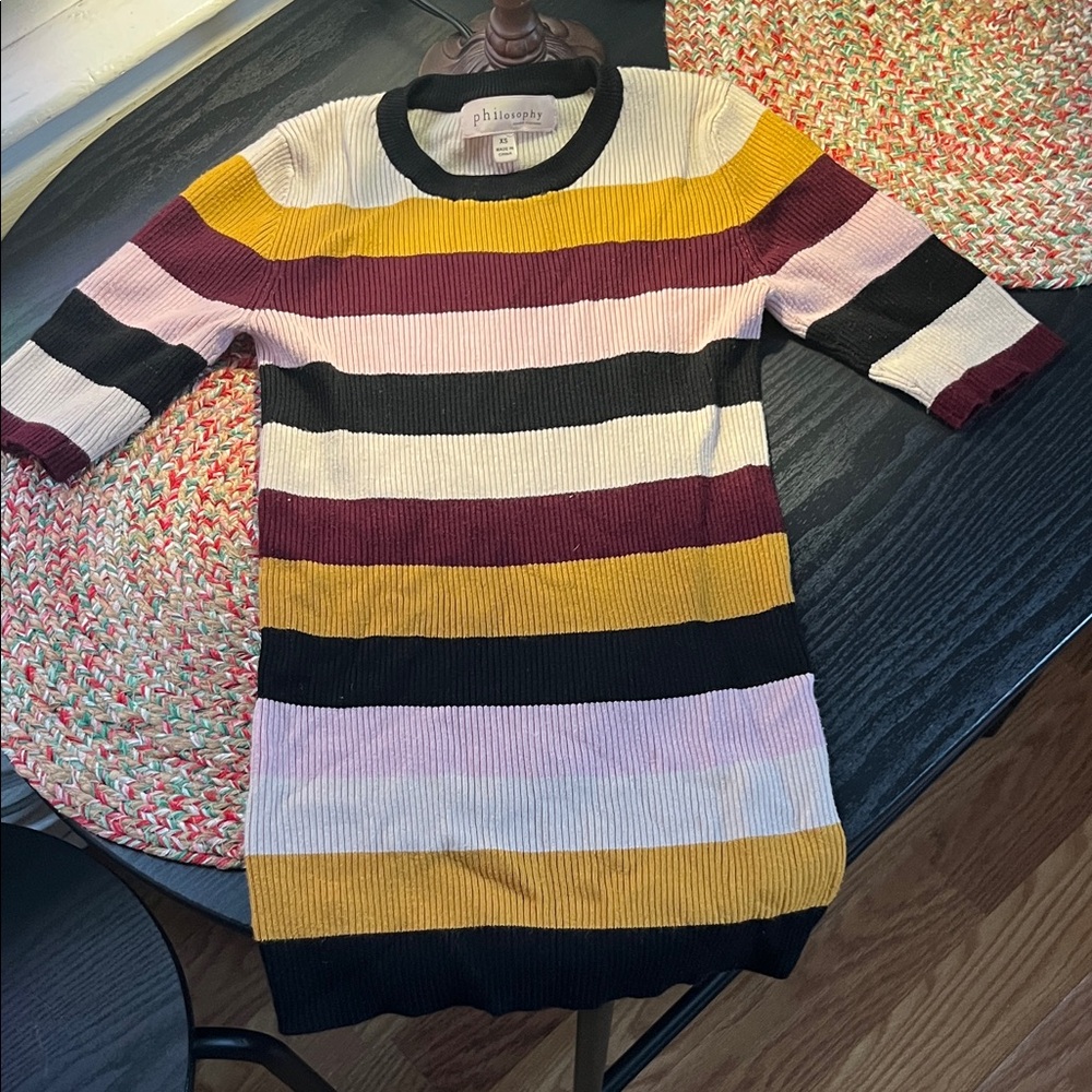 Philosophy Striped Short Sleeve Sweater